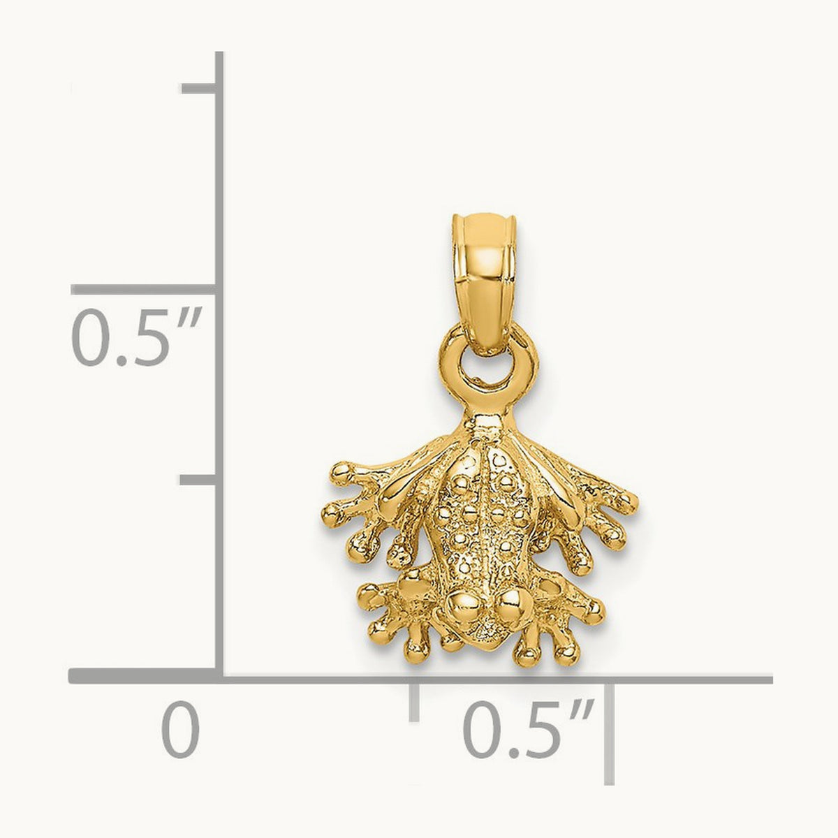 3-D Textured Mini Frog Facing Down Charm, 14K
