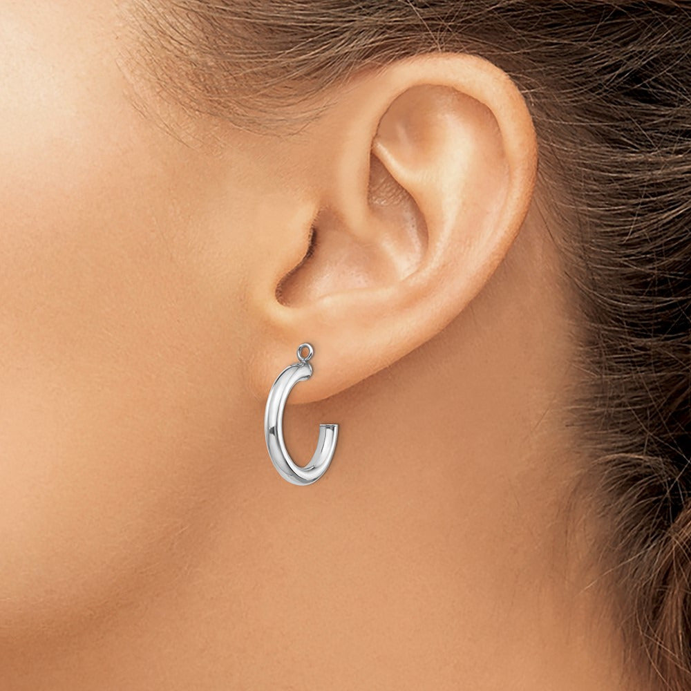 Polished Tube Hoop Earring Jackets — 14K White Gold, 29mm