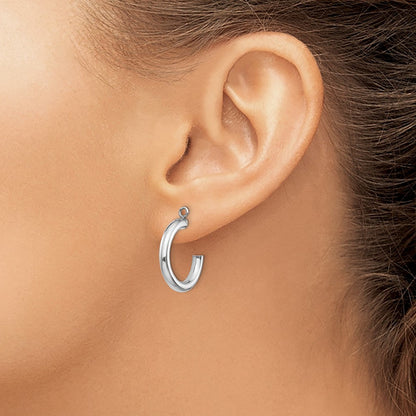 Polished Tube Hoop Earring Jackets — 14K White Gold, 29mm