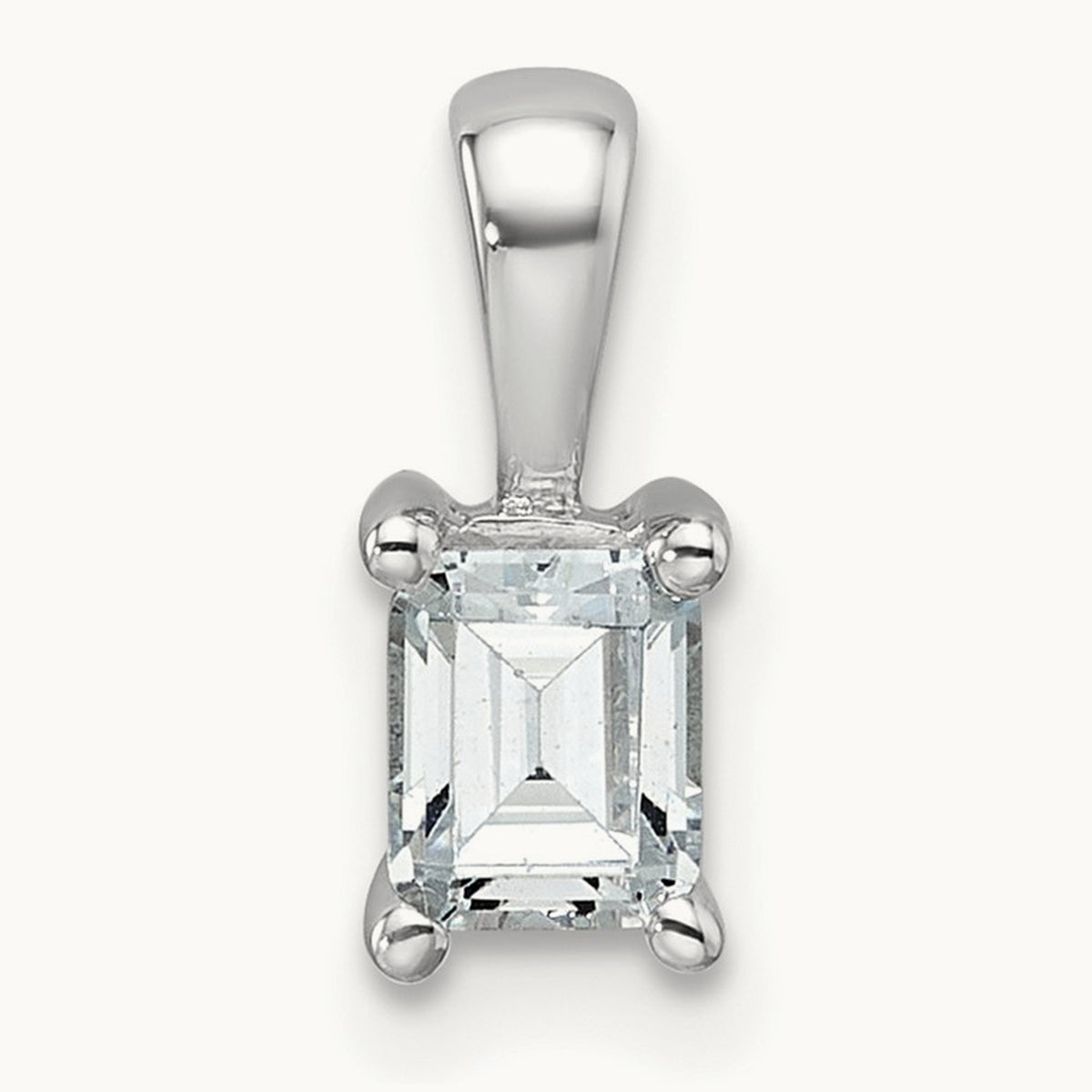 Emerald Four-Prong Pendant, 1/2-5 ct Lab-Grown Diamond — 14K White Gold