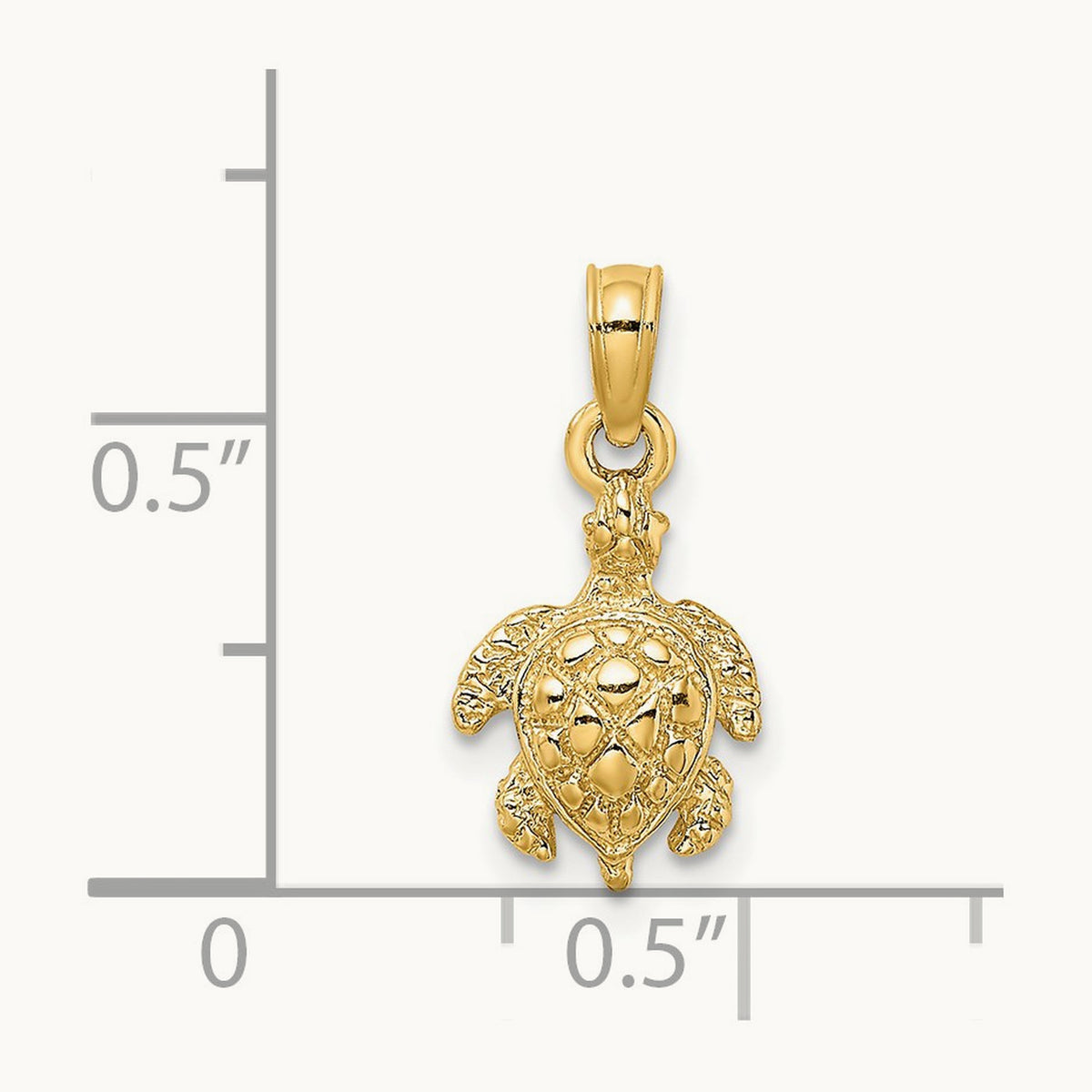 Textured Sea Turtle Charm, 14K