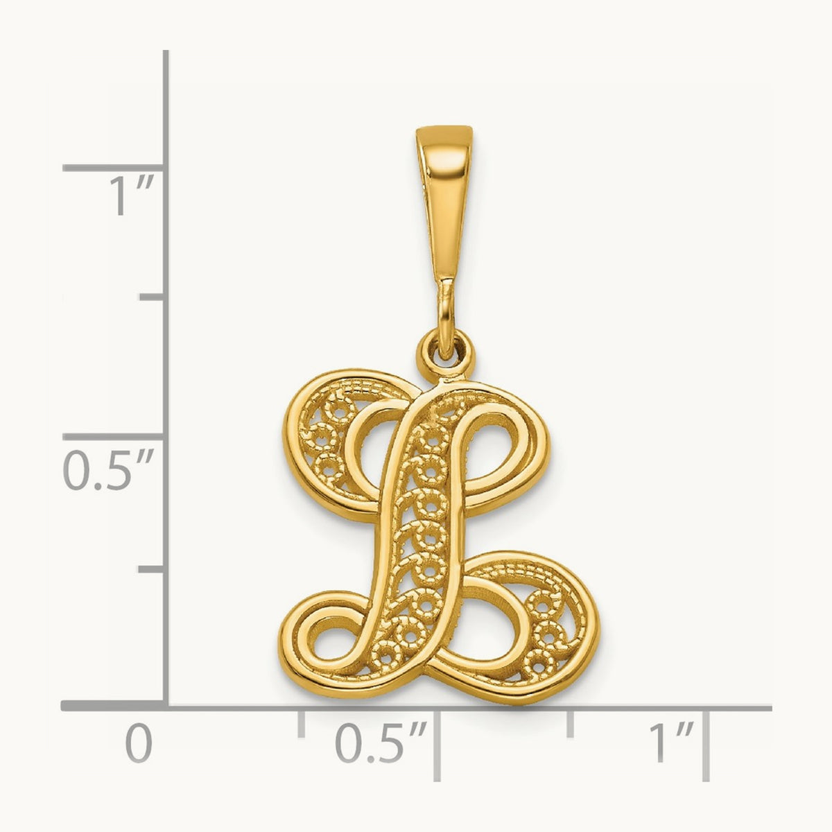 Polished Script Filigree Initial Pendant — L