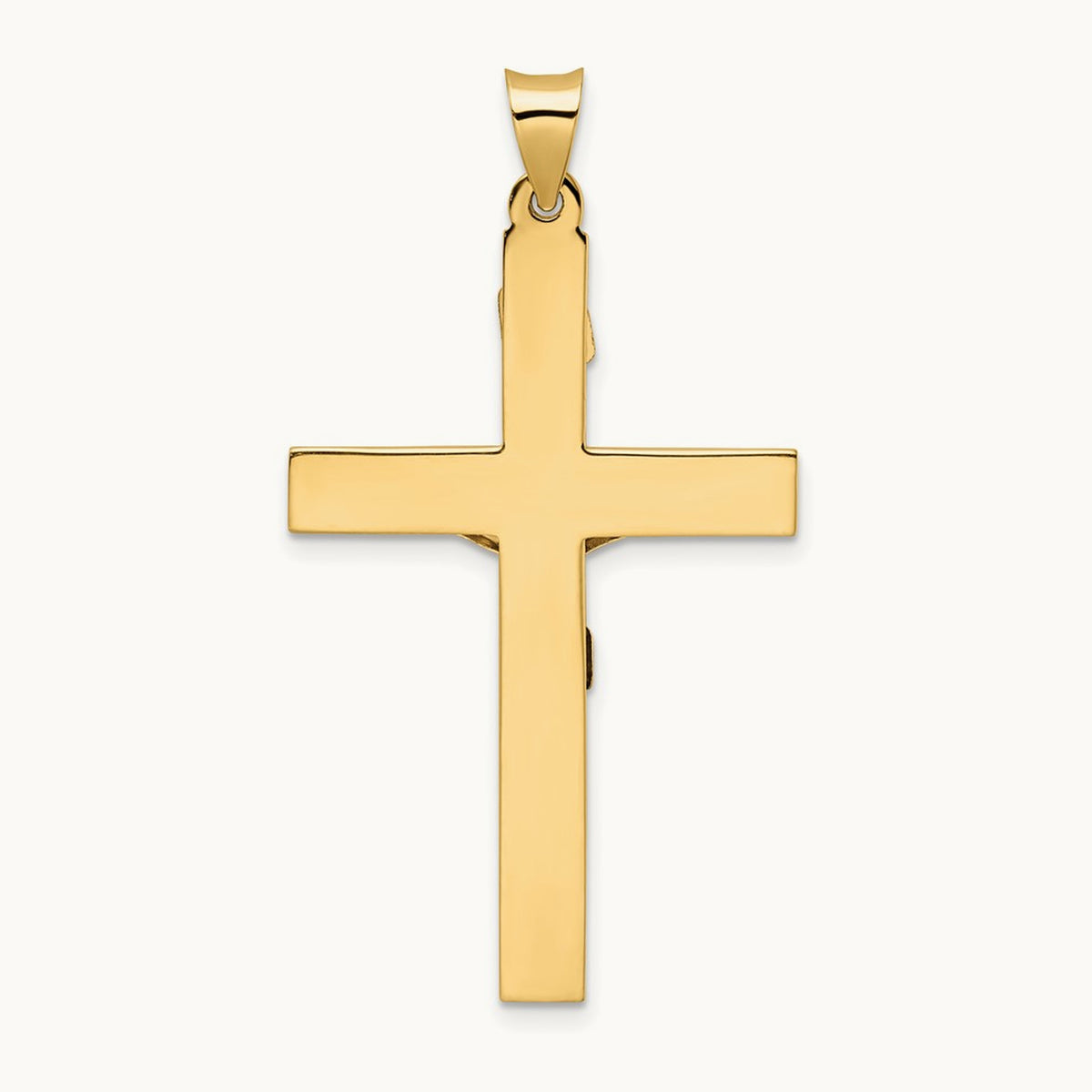 Polished Solid INRI Crucifix Pendant — 47.6mm