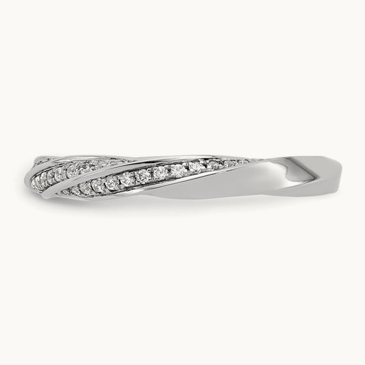 Complete Diamond Twisted Wedding Band, 14K White Gold