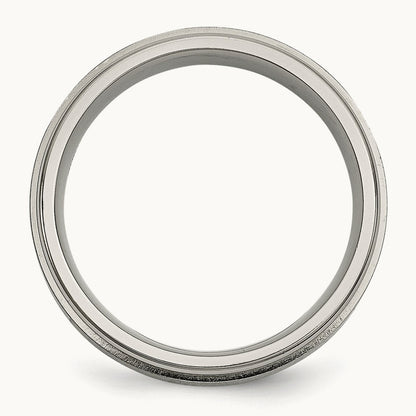 Brushed/Polished .05ct Diamond Rounded Edge Band, 7mm, Titanium