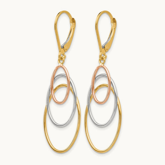 Tri-color Leverback Earrings, 14K — Leslie's