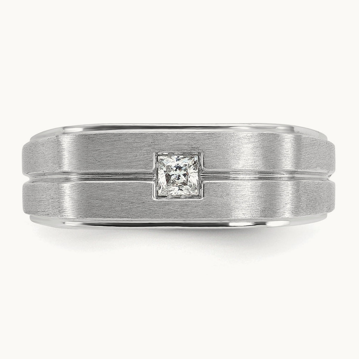 IBGoodman Men's Polished/Satin Diamond Complete Ring, 14K White Gold