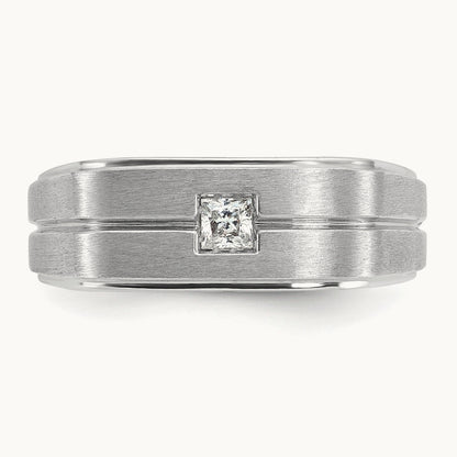 IBGoodman Men's Polished/Satin Diamond Complete Ring, 14K White Gold