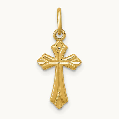 Polished D/C Small Cross Charm, 14K