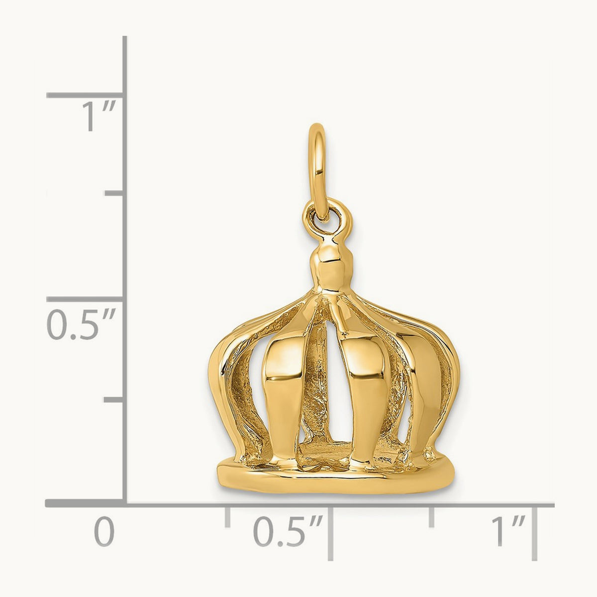 3D Crown Charm, 14K