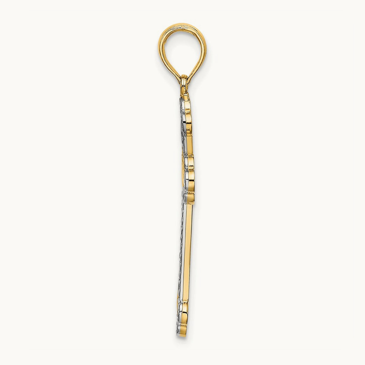 W/ Rhodium D/C Reversible Cross Charm, 14K