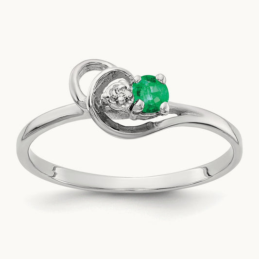 Emerald AA Diamond ring, 14K White Gold