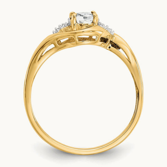 Topaz and Diamond Ring — 14K Yellow Gold, 7