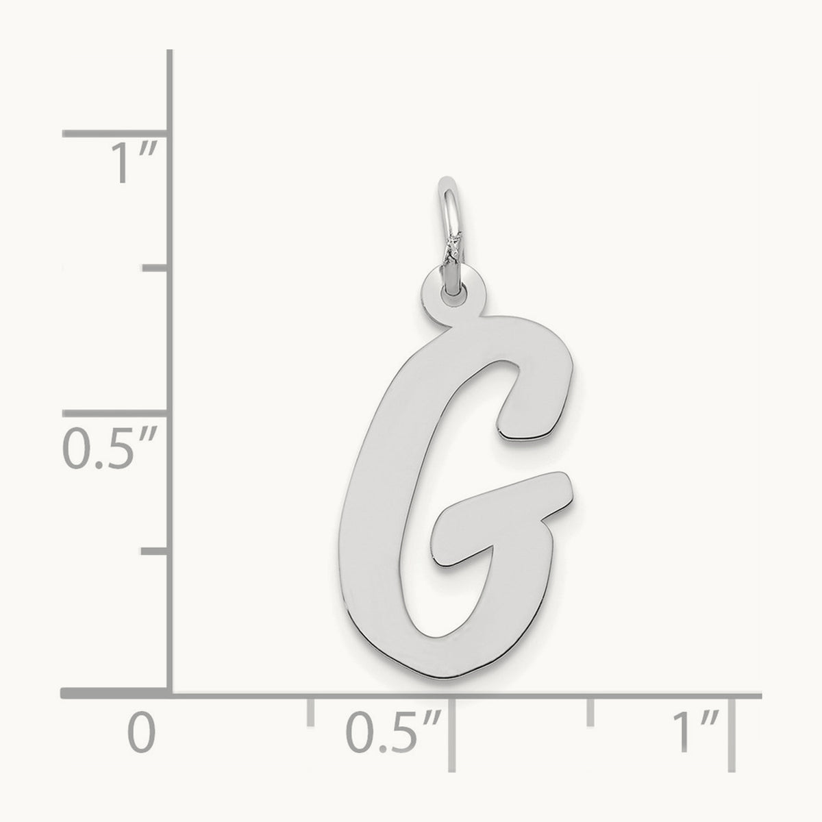 Large Script Initial Charm — 14K White Gold, G