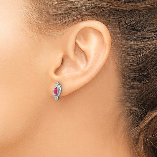 Diamond and Ruby Earrings — 14K White Gold