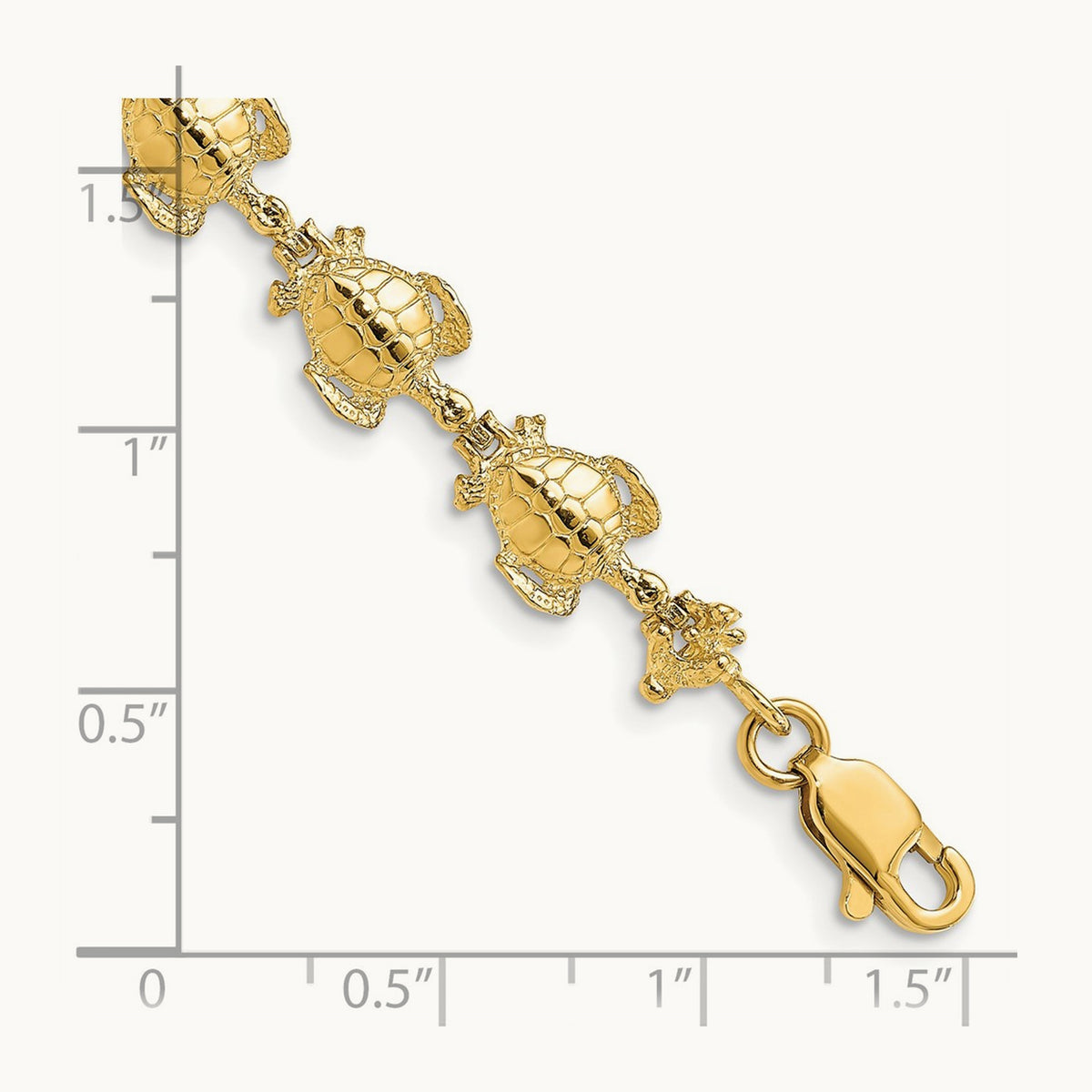 Polished Sea Turtle Link Bracelet, 14K