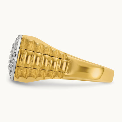 Ribbed Men's Cluster Ring, 0.50 ct tw Lab-Grown Diamond