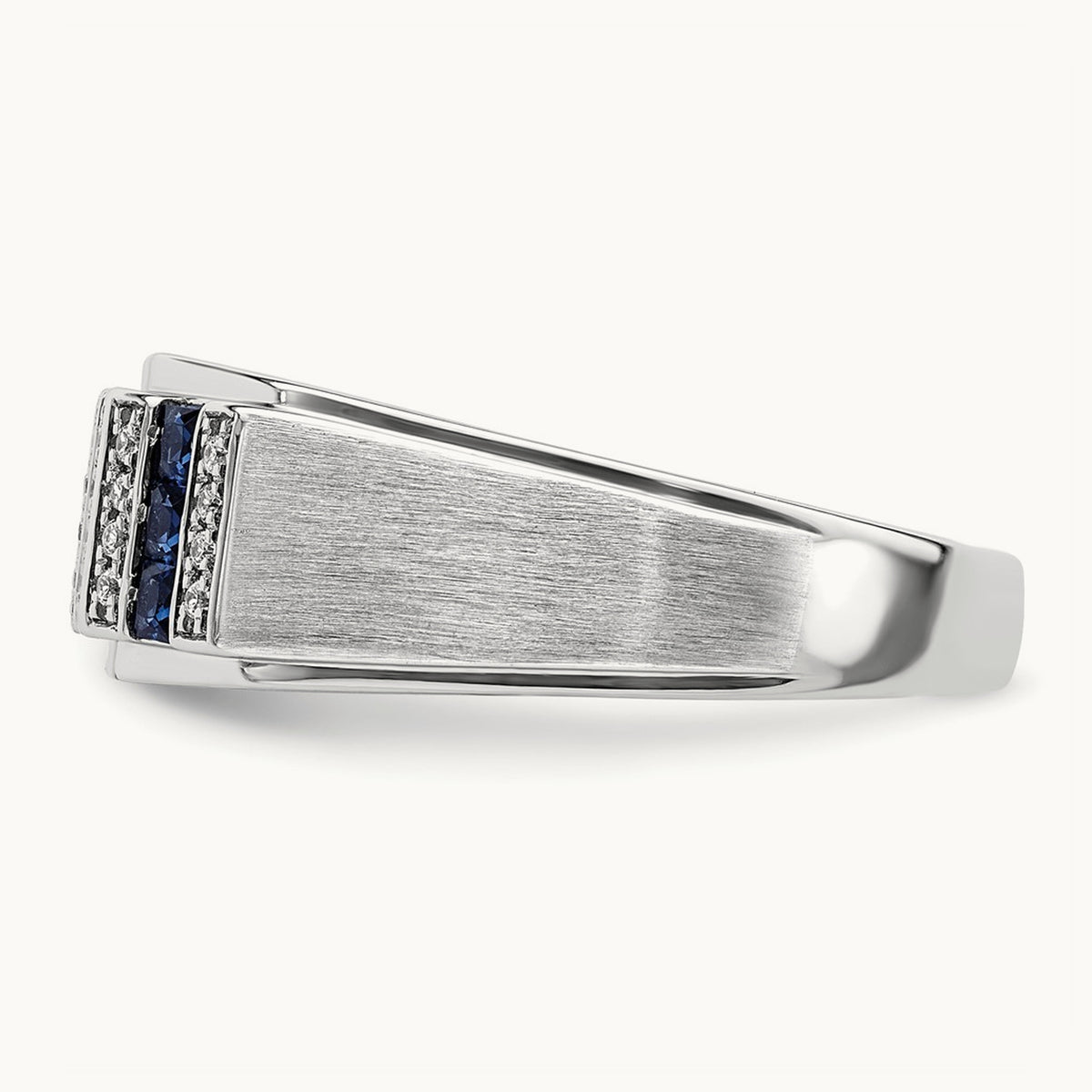 Created Sapphire Men's Ring, 0.20 ct tw Lab-Grown Diamond