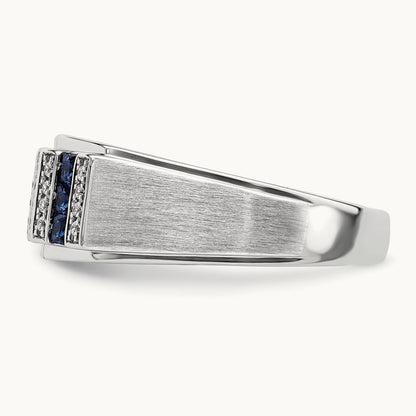 Created Sapphire Men's Ring, 0.20 ct tw Lab-Grown Diamond