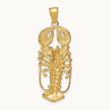 3D Lobster Pendant, 14K