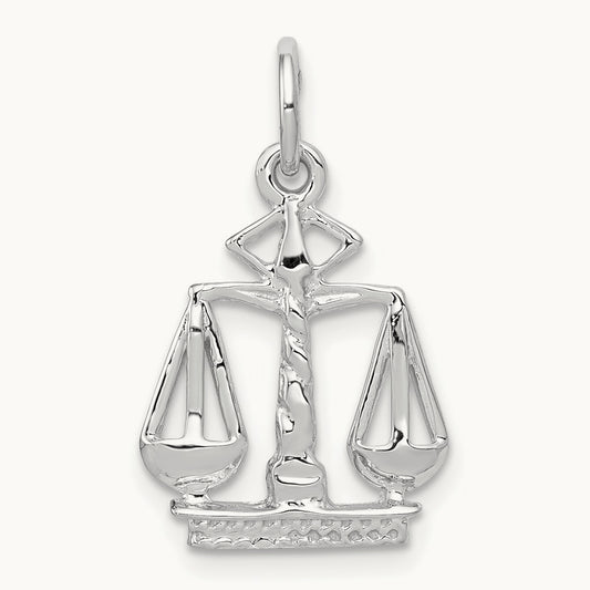 Flat-Backed Scales of Justice Charm, 14K White Gold