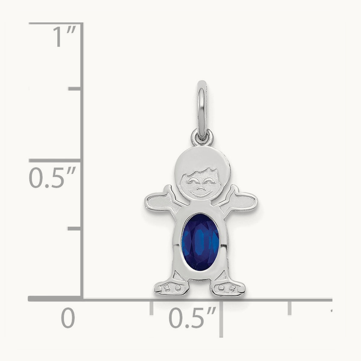 Boy 6x4 Oval Genuine Sapphire-September — 14K White Gold