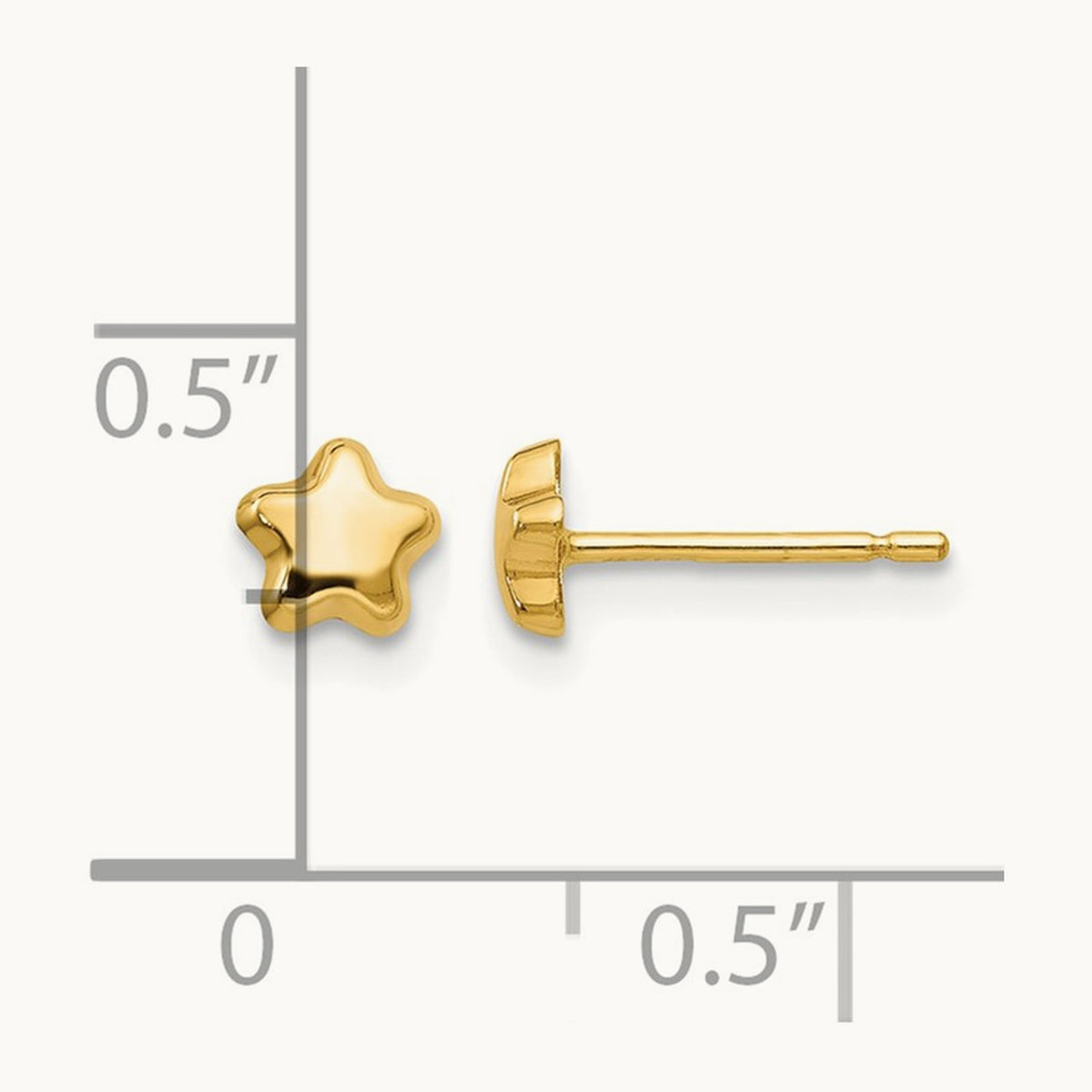 Polished Star Post Earrings, 14K