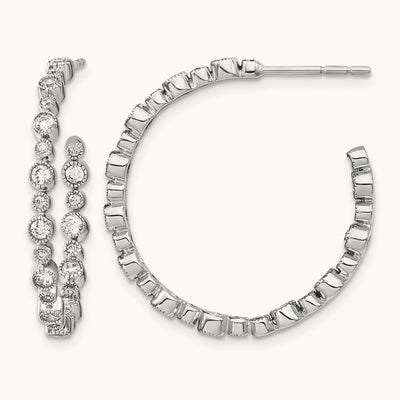 Circle Bezel Hoop Earrings, 1.00-1.50 ct tw Lab-Grown Diamond