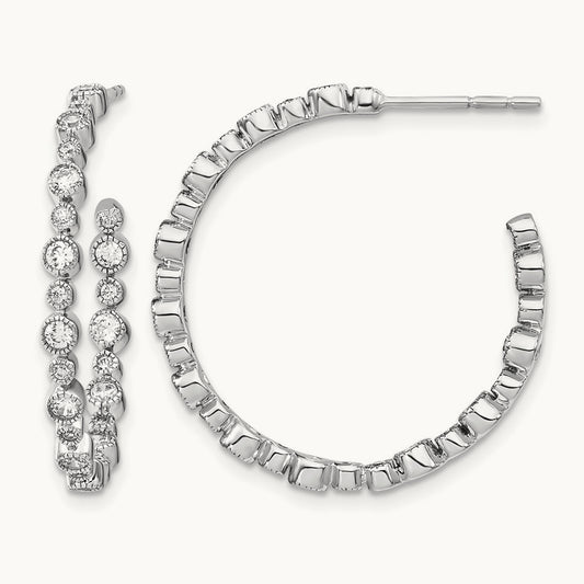 Circle Bezel Hoop Earrings, 1.00-1.50 ct tw Lab-Grown Diamond