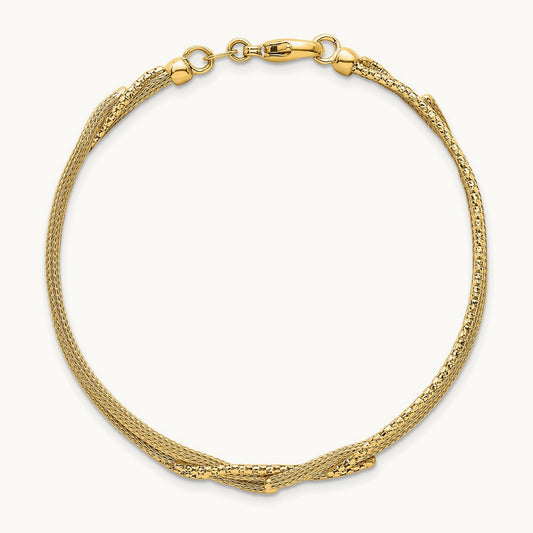 Textured Woven Fancy Bracelet, 14K