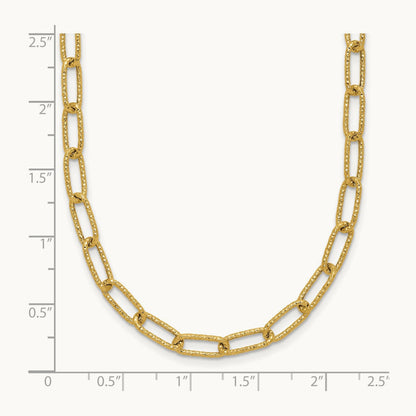 Textured Open Link Necklace, 14K