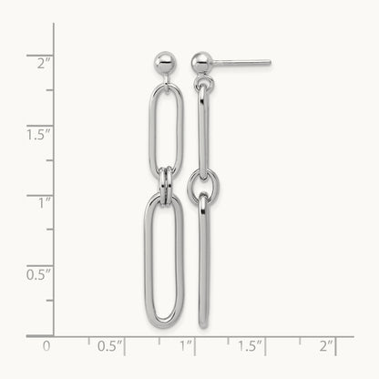 RH-plt Polish Paperclip Link Dangle Post Earrings, Sterling Silver — Leslie's
