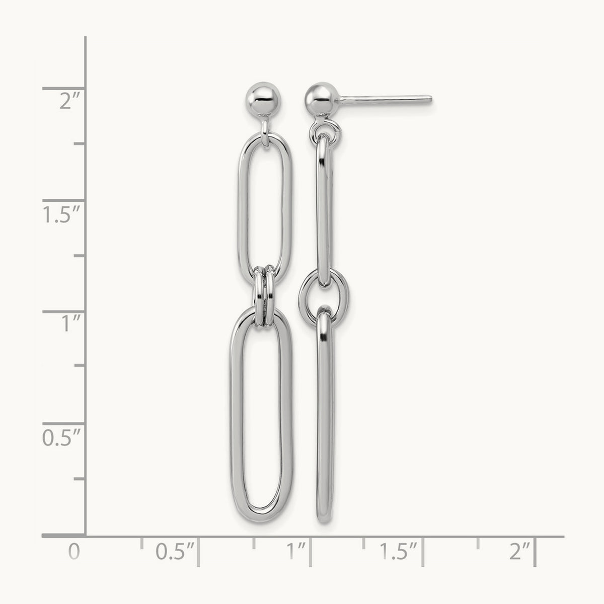 RH-plt Polish Paperclip Link Dangle Post Earrings, Sterling Silver — Leslie's