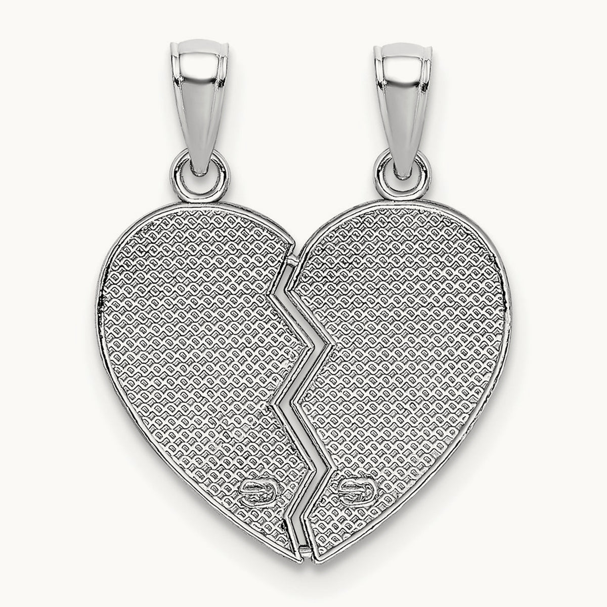 Enamel BIG-LITTLE SISTER Break Apart Heart Charm, 14K White Gold