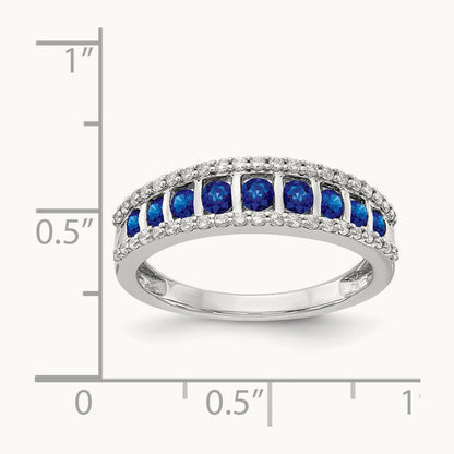 Diamond and Sapphire Fancy Ring, 14K White Gold