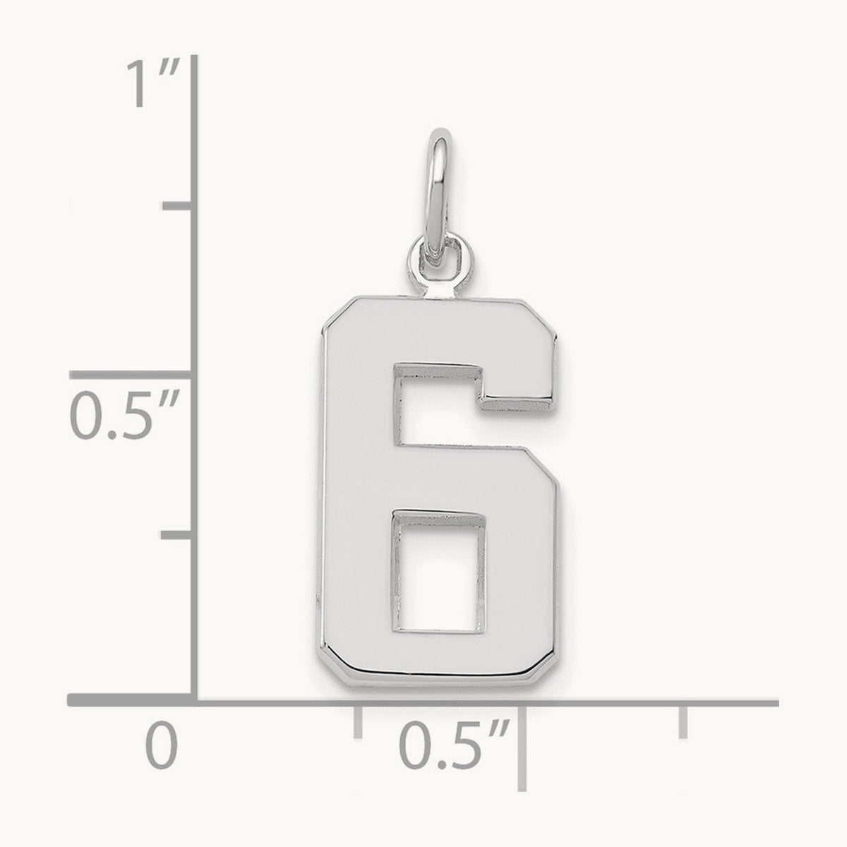 Medium Polished Number 6 Charm — 14K White Gold, 17.75mm