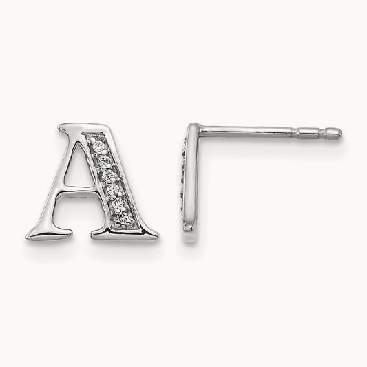 Diamond Earrings — 14K White Gold, 8mm, A