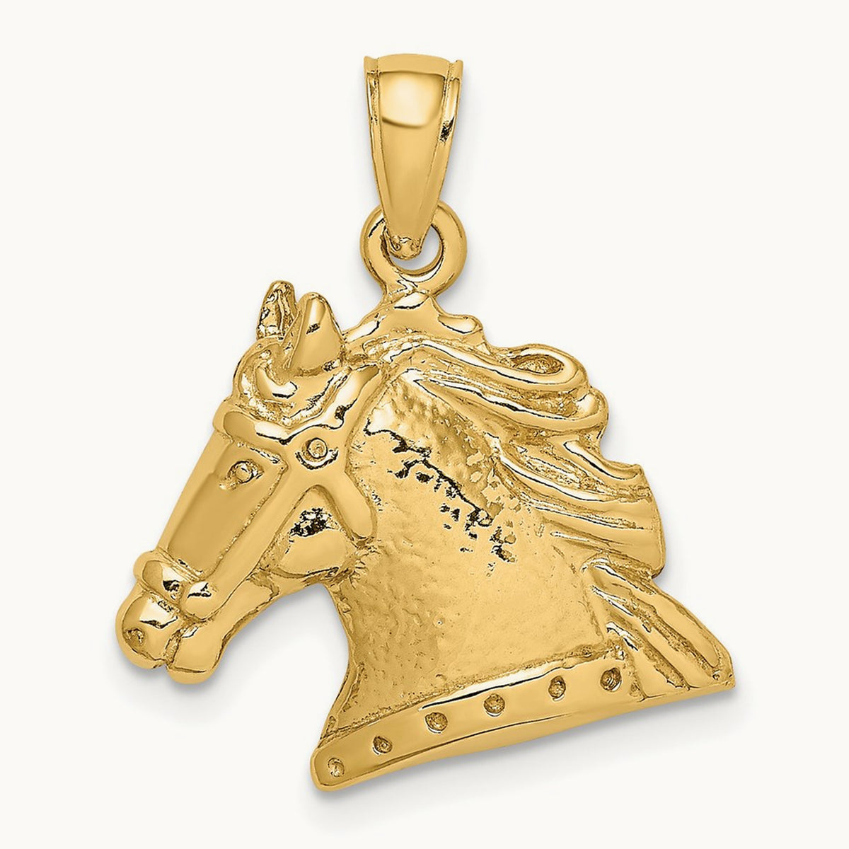 Textured Horse Head Charm, 14K