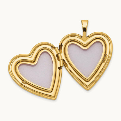Enamel Rose Heart Locket, 20mm, 14K