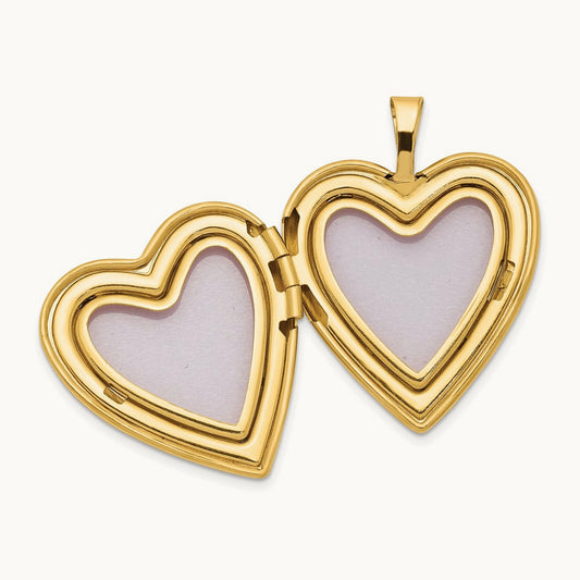 Enamel Rose Heart Locket, 20mm, 14K
