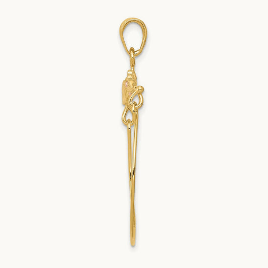 Leaves w/Flower Charm Holder, 14K Two-tone