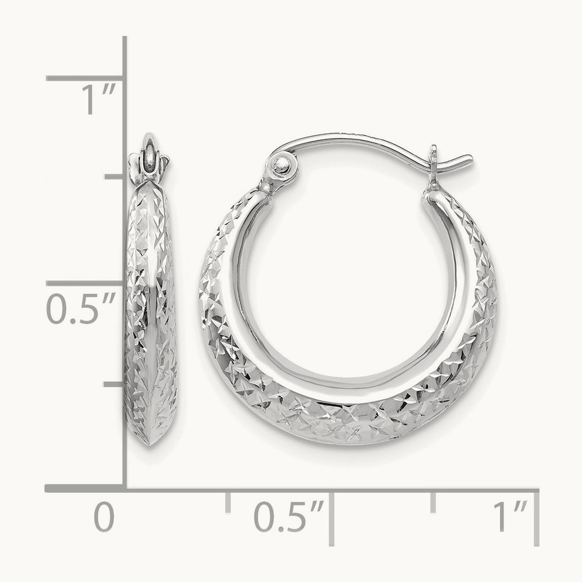 Textured Hollow Hoop Earrings — 14K White Gold