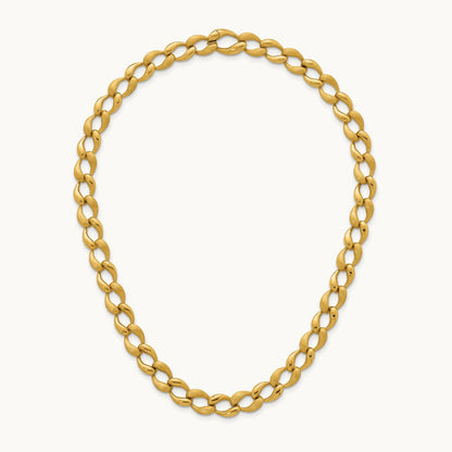 Brushed and Polished Fancy Link Necklace, 9mm, 14K