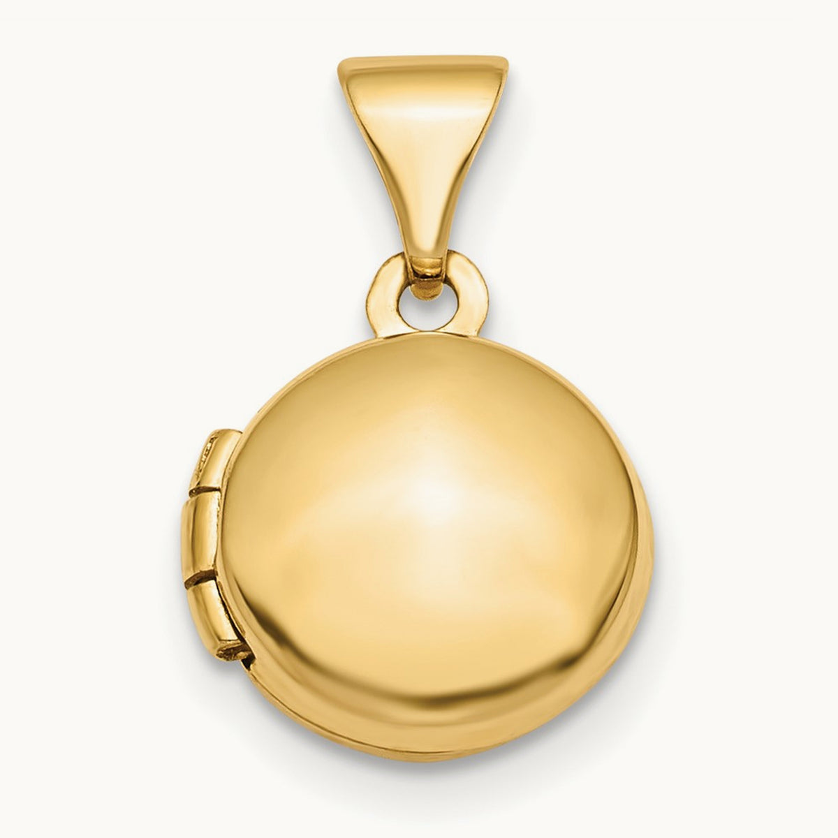 Polished Domed Round Locket — 14K Yellow Gold, 10mm