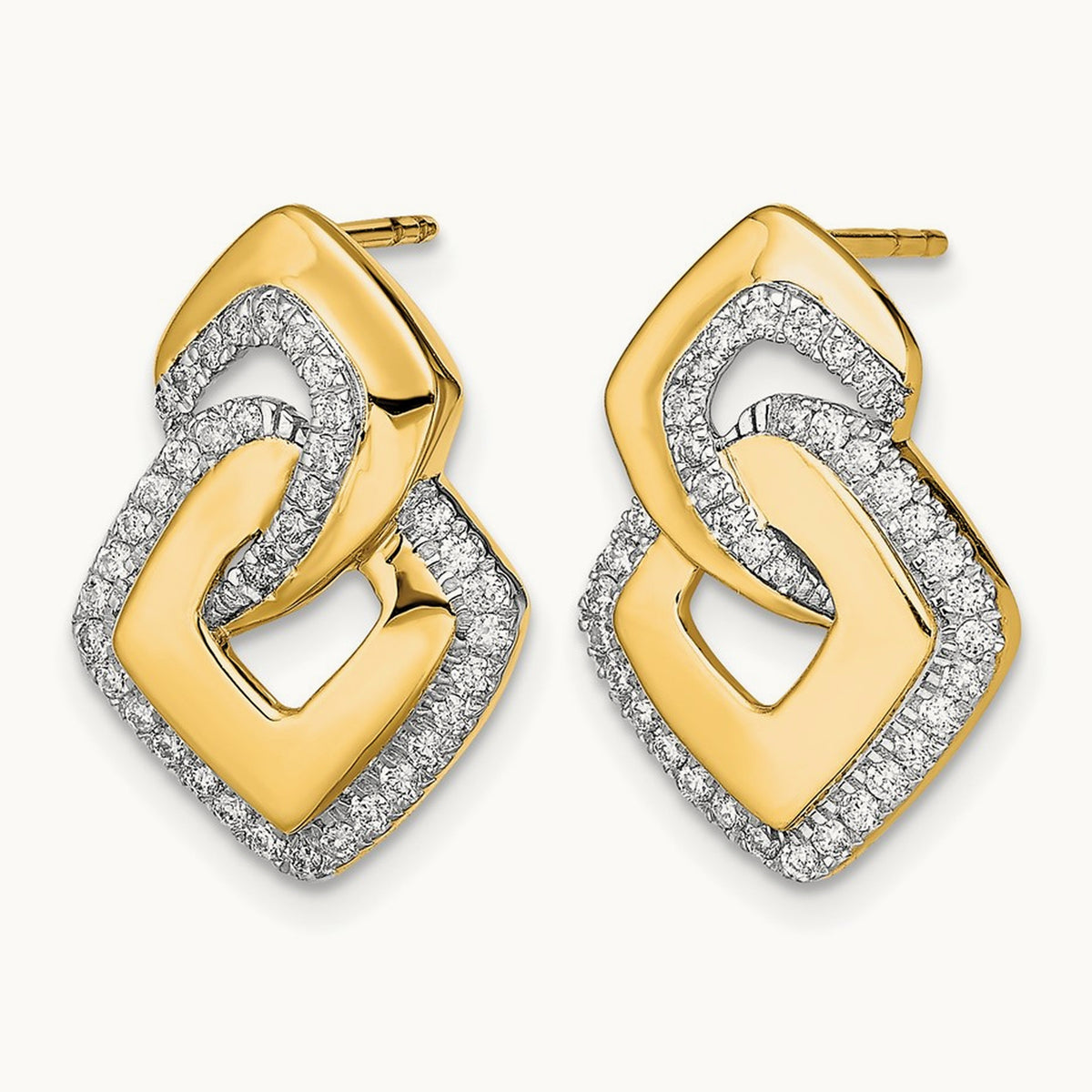 Polished Diamond Fancy Shaped Post Earrings, 14K