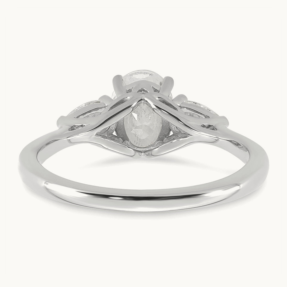 Oval/Pear 3 Stone Engagement Ring, 1.25-3.50 ct tw Lab-Grown Diamond — 1 3/8 ct, 14K White Gold