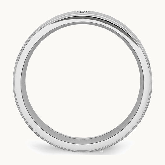 Chisel Cobalt Satin and Polished Ridged Edge 8mm Band