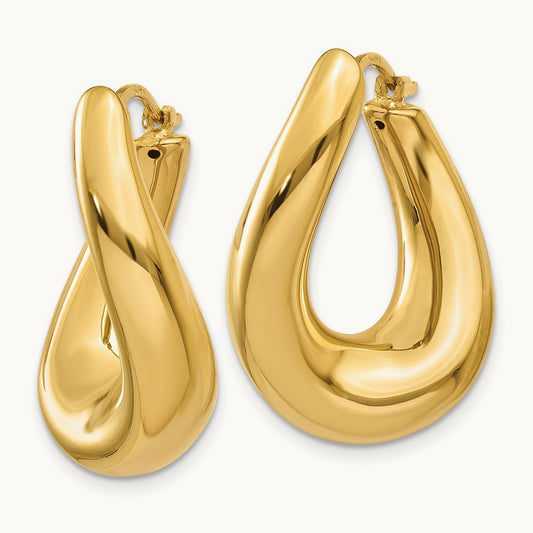 Twisted Oval Hoop Earrings, 14K