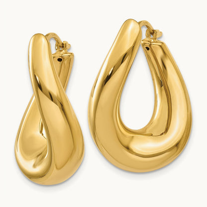 Twisted Oval Hoop Earrings, 14K