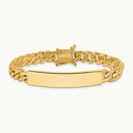 Hand-polished Curb Link ID Bracelet, 14K